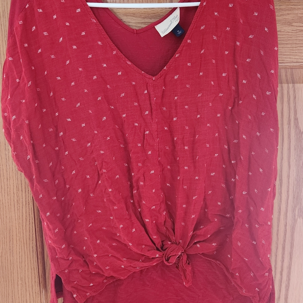 Red Women's Top with Knot Detail